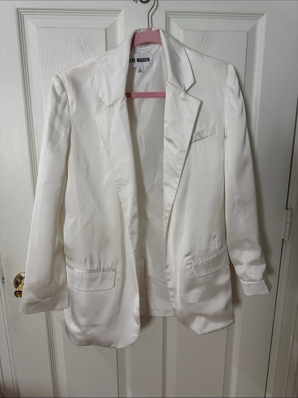 Steve Madden White Satin Blazer - oversized size small